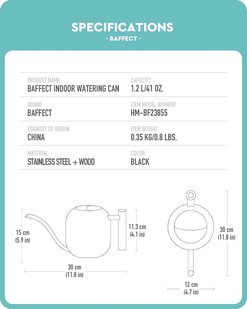 baffect Watering Can Indoor Plants, 1.2L/41OZ Cute Watering Can Pot, Metal Stainless Steel Garden Water Can with Long Spout for Indoor House Plants Bonsai Outdoor Garden Flower Decorative - Image 4
